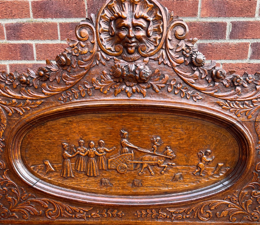 Superb Carved Oak Hall Seat Settle Monks Bench View II