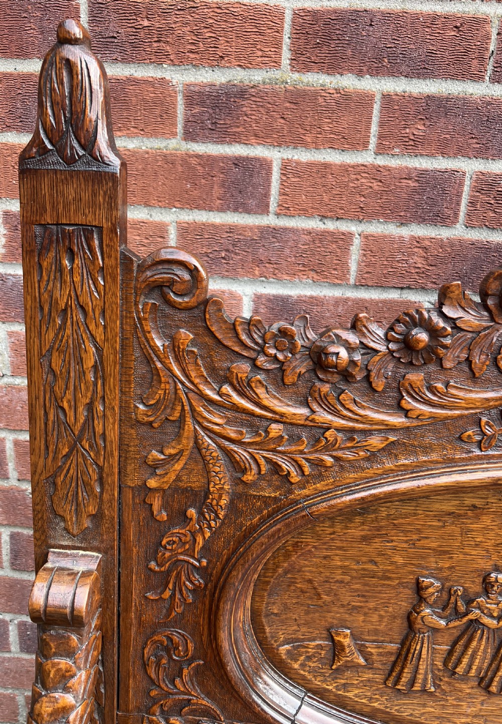 Superb Carved Oak Hall Seat Settle Monks Bench View IV