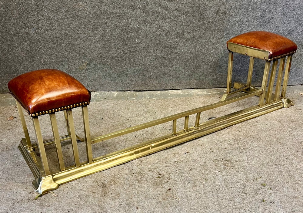 Edwardian Brass and Leather Club Fender View II