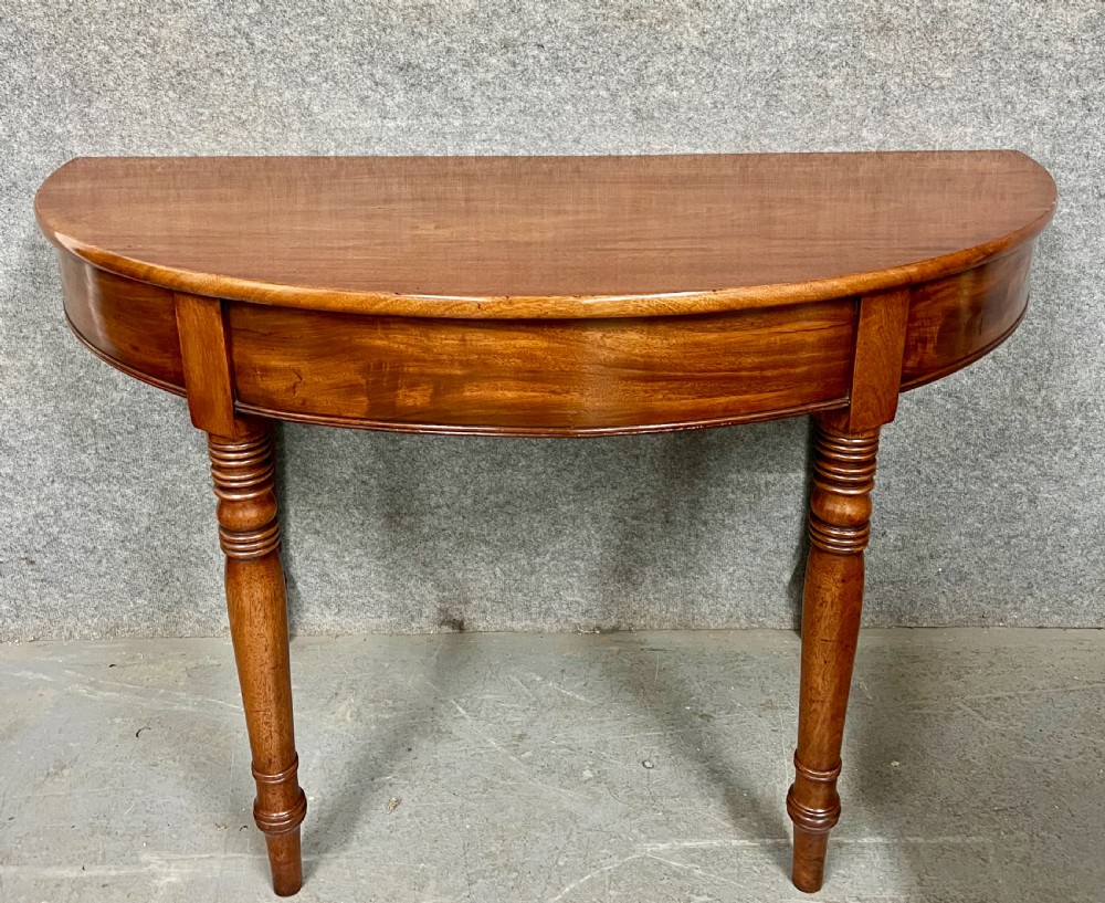 Good Pair of Georgian Mahogany Demi Lune Console Tables View V