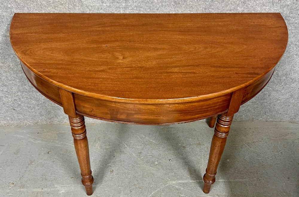 Good Pair of Georgian Mahogany Demi Lune Console Tables View VI
