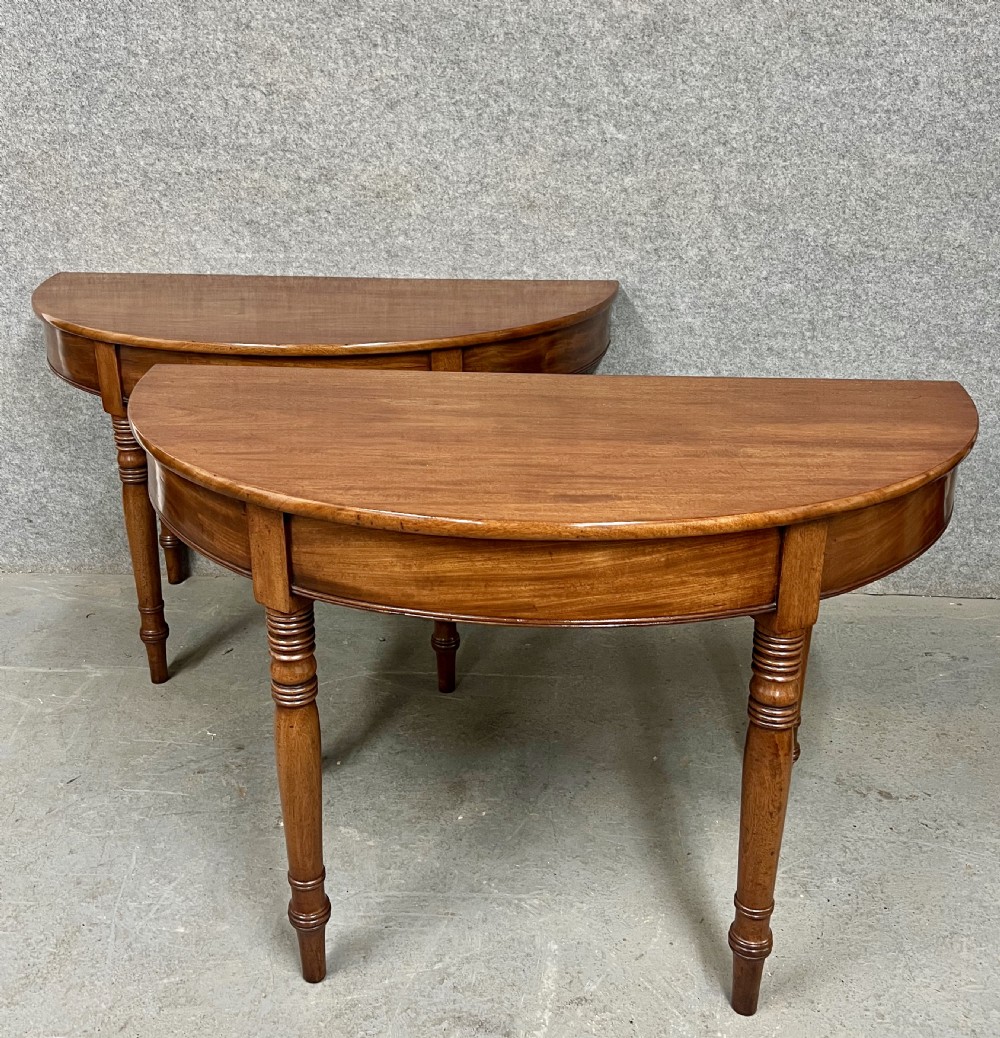 Good Pair of Georgian Mahogany Demi Lune Console Tables View VII