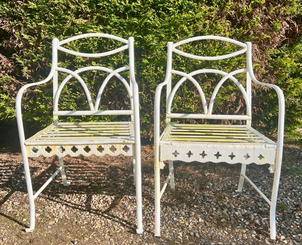 Pair of Strap Work & Cast Iron Garden Chairs