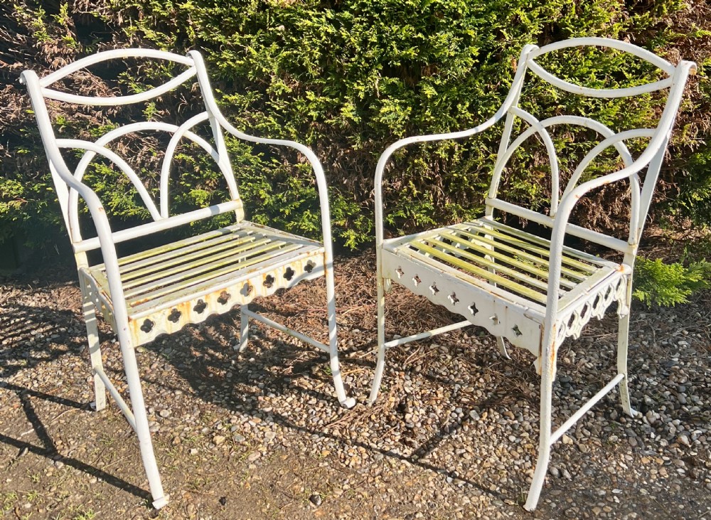 Pair of Strap Work & Cast Iron Garden Chairs View V