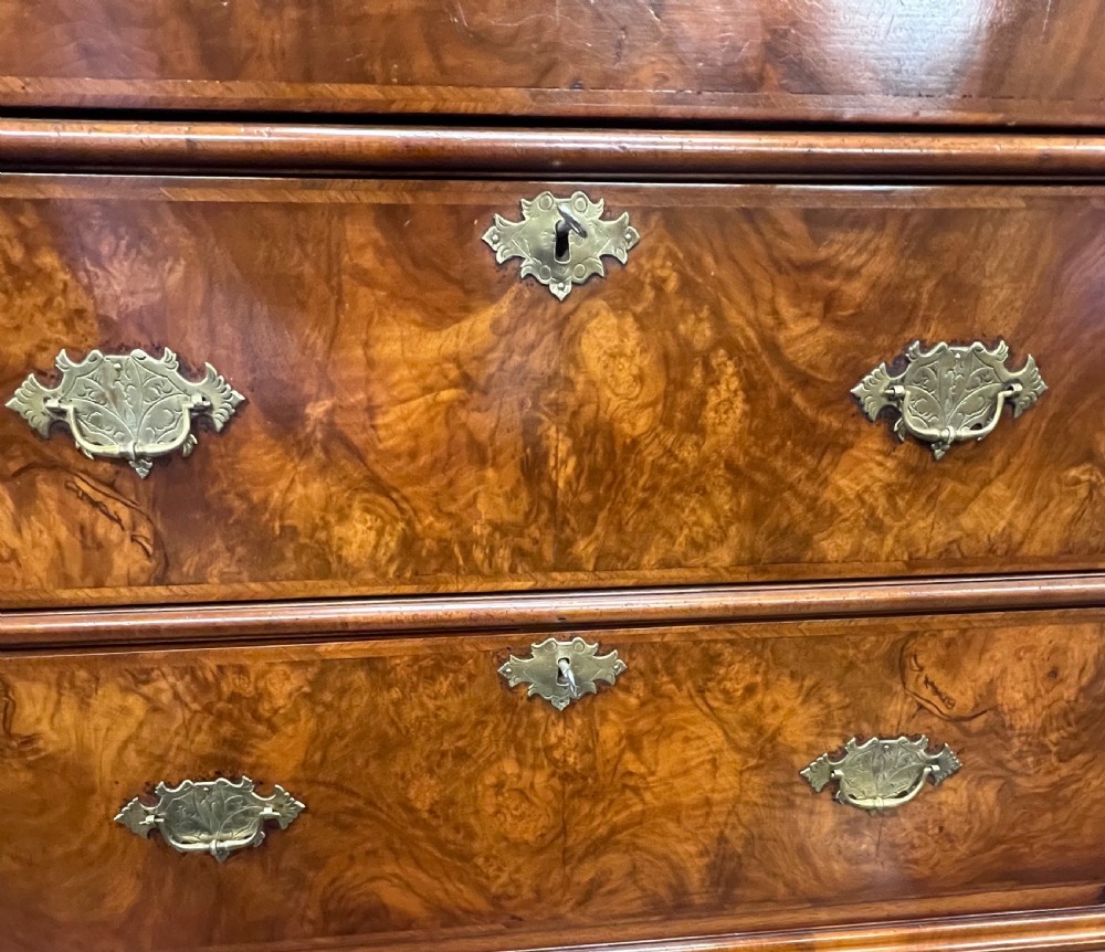 Good Quality Queen Ann Style Figured Walnut Tall Boy Chest on Chest View VII