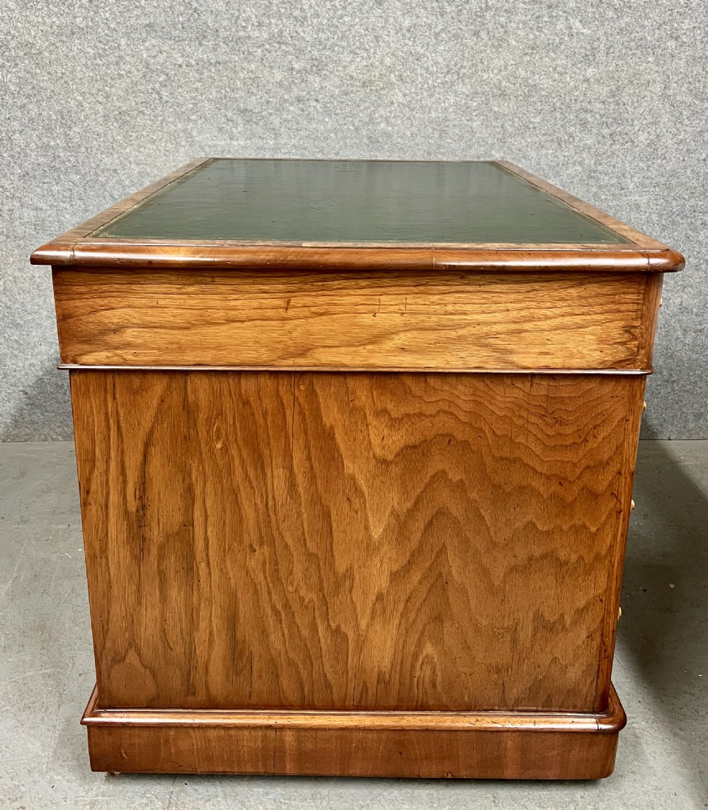 Good Quality Victorian Burr Walnut Pedestal Desk View IX