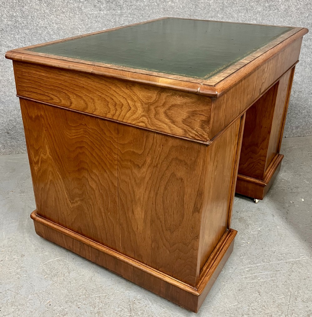 Good Quality Victorian Burr Walnut Pedestal Desk View XI
