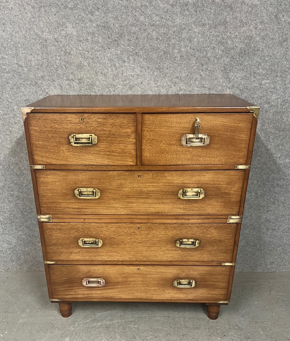 Antique Mahogany Campaign Chest of Drawers View VI