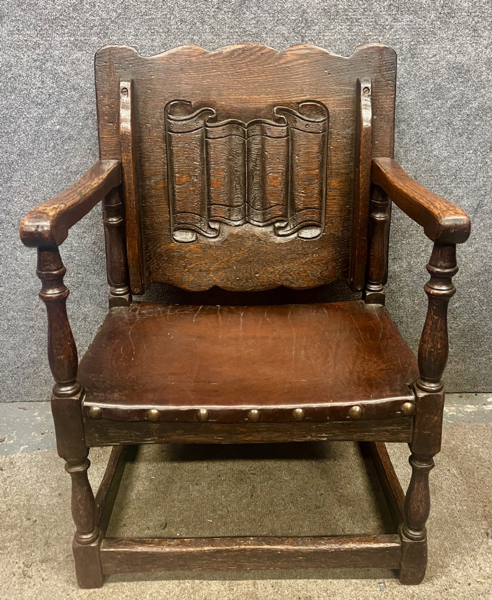 Jacobean Style Oak Hall Seat Monks Bench Table View III