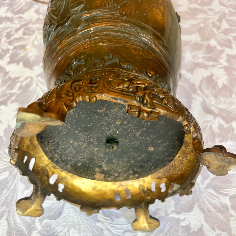 Pair of Late 19th.Century Japanese Bronze Mounted Lamps View III