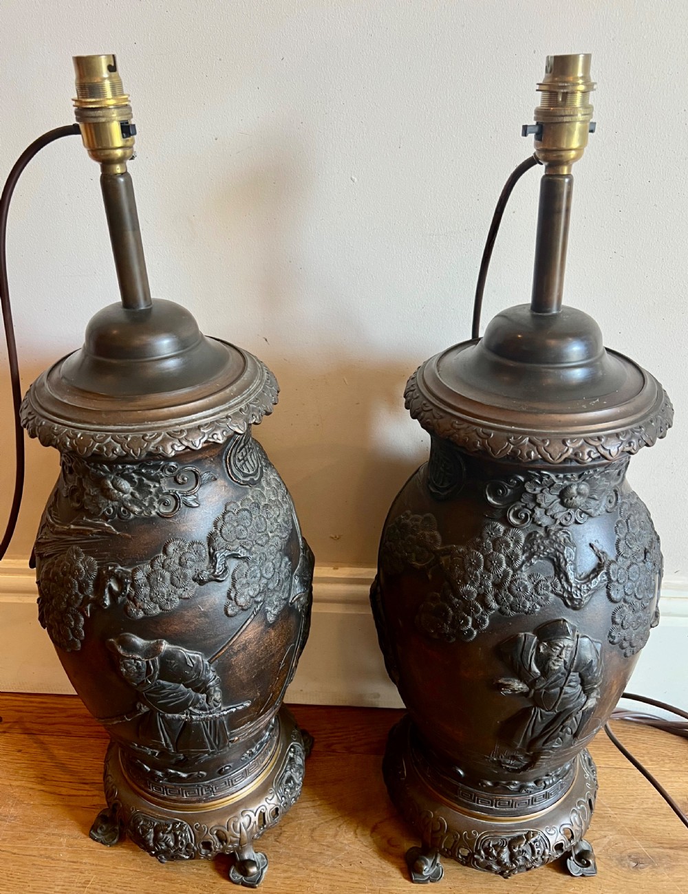 Pair of Late 19th.Century Japanese Bronze Mounted Lamps View IX
