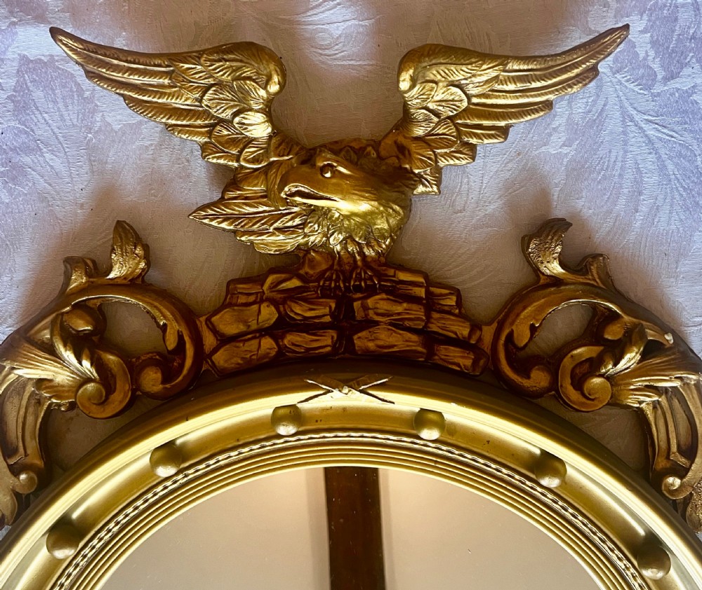 Regency Style Convex carved and Gilded Mirror. View V