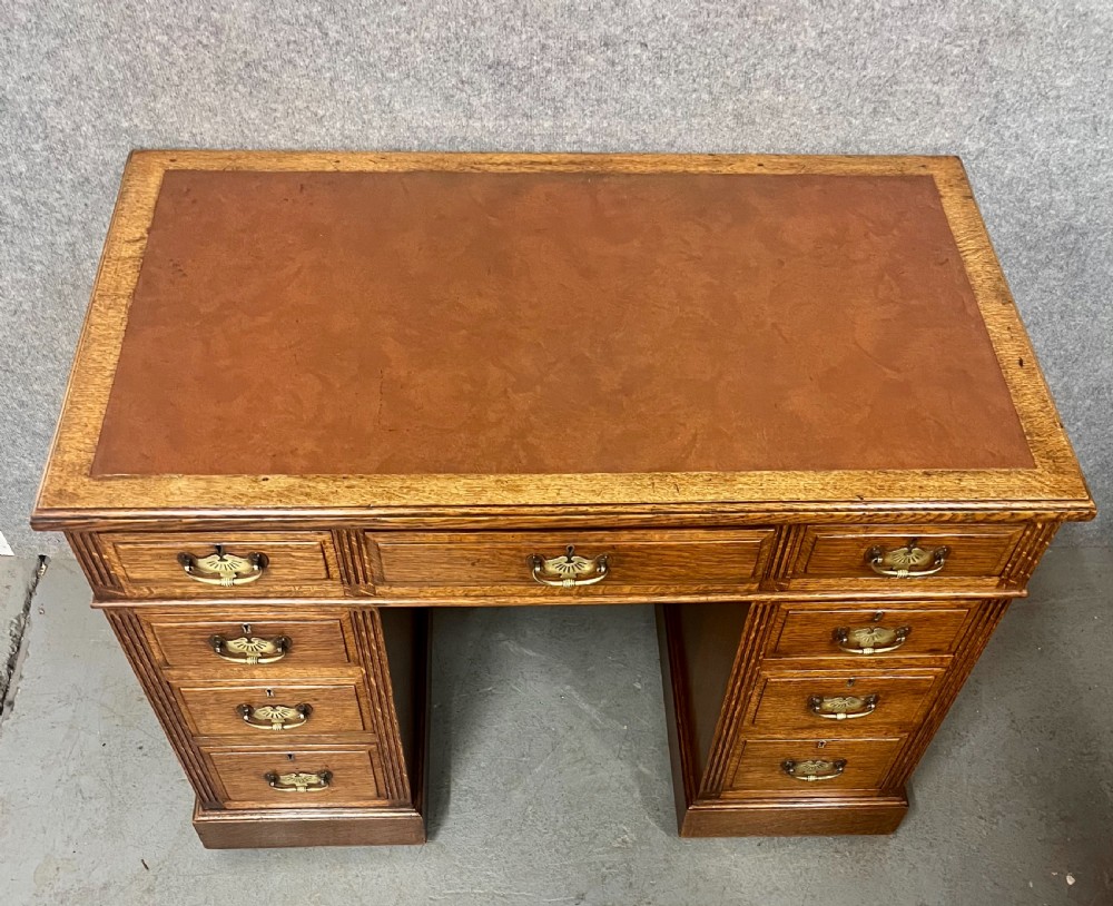 Small Maples & Co. Oak Pedestal Desk View II