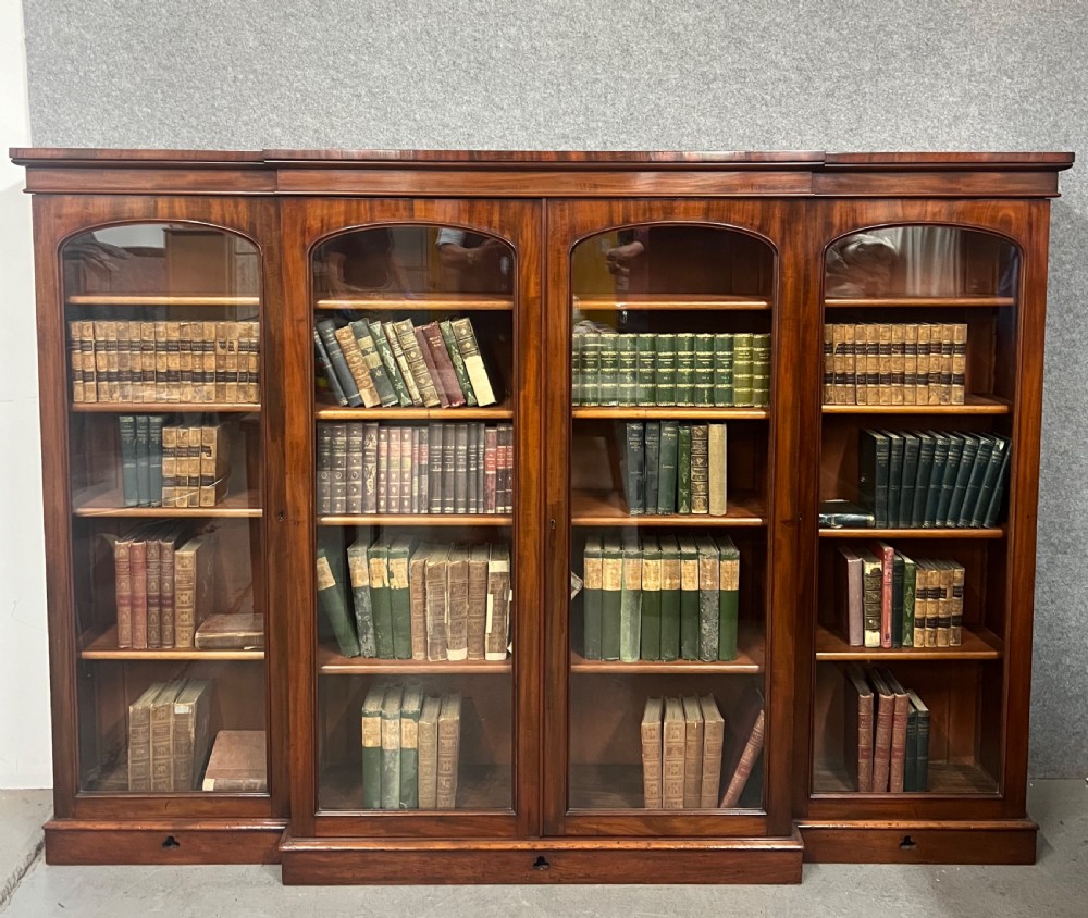 Substantial Victorian Mahogany Breakfront Bookcase