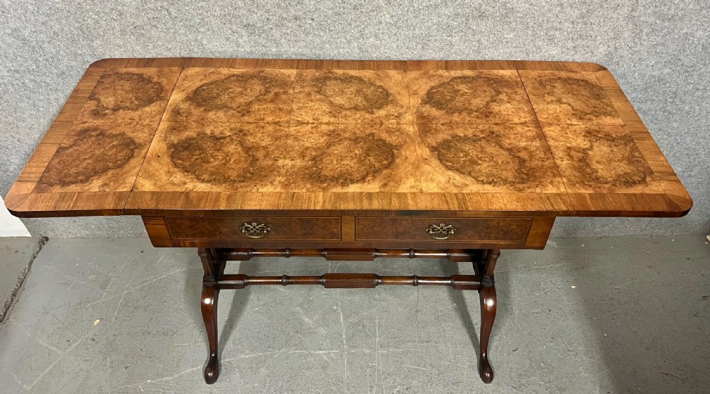 Good Quality Queen Anne Style Burr Walnut Sofa Table View II