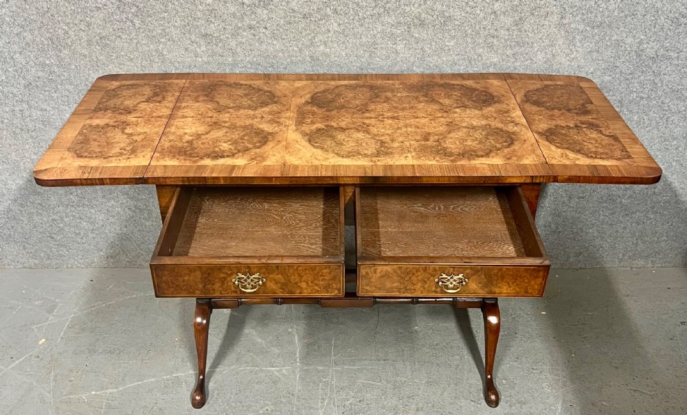 Good Quality Queen Anne Style Burr Walnut Sofa Table View III