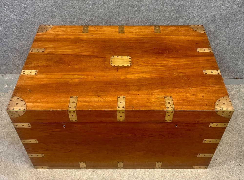 19th.Century Teak Campaign Trunk
