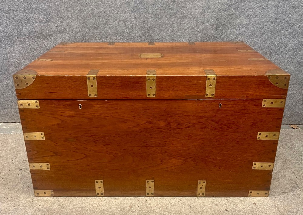 19th.Century Teak Campaign Trunk View V