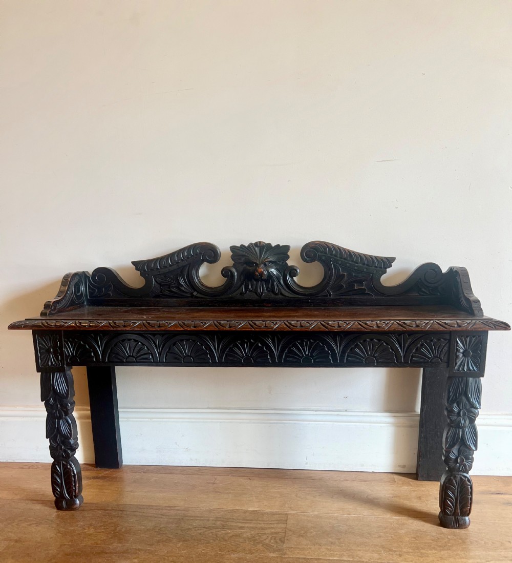 Victorian Carved Oak Hall Seat View II