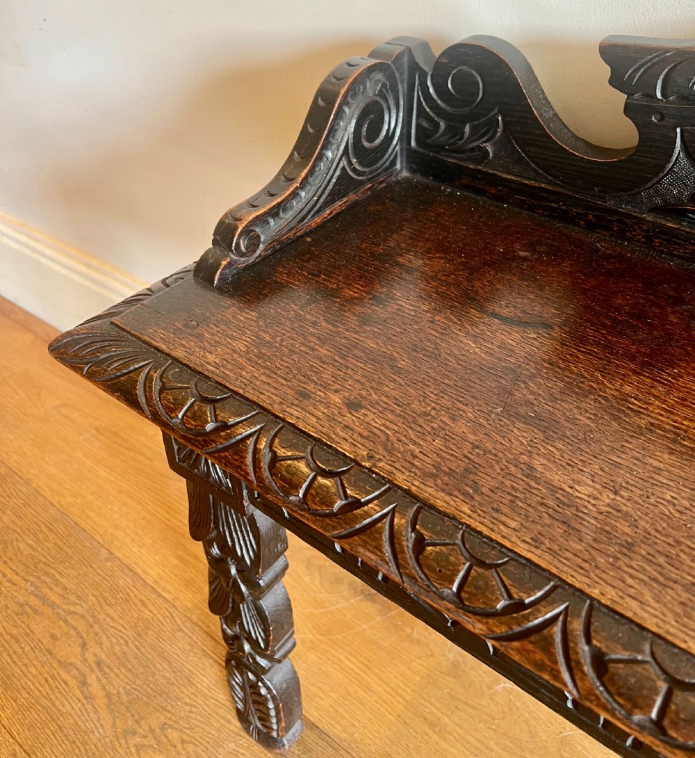 Victorian Carved Oak Hall Seat View VI