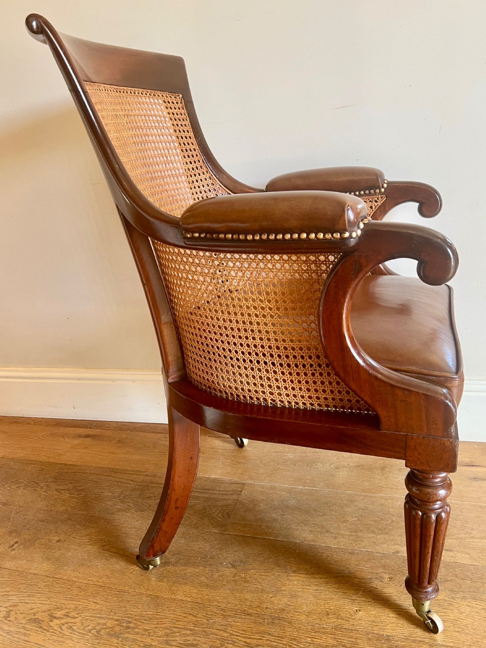 Good Quality Mahogany Bergere Library Desk Chair View III