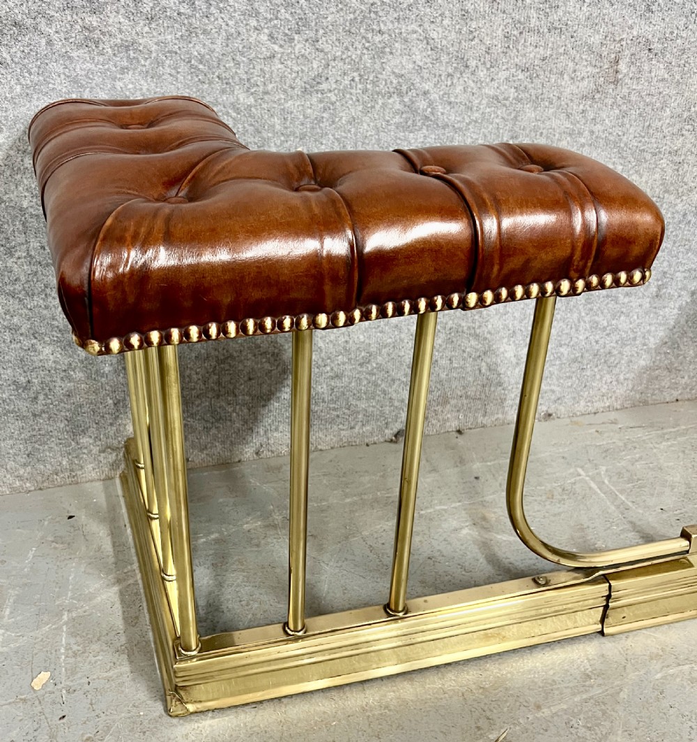 A Good Quality Extendable Brass and Leather Club Fender View II