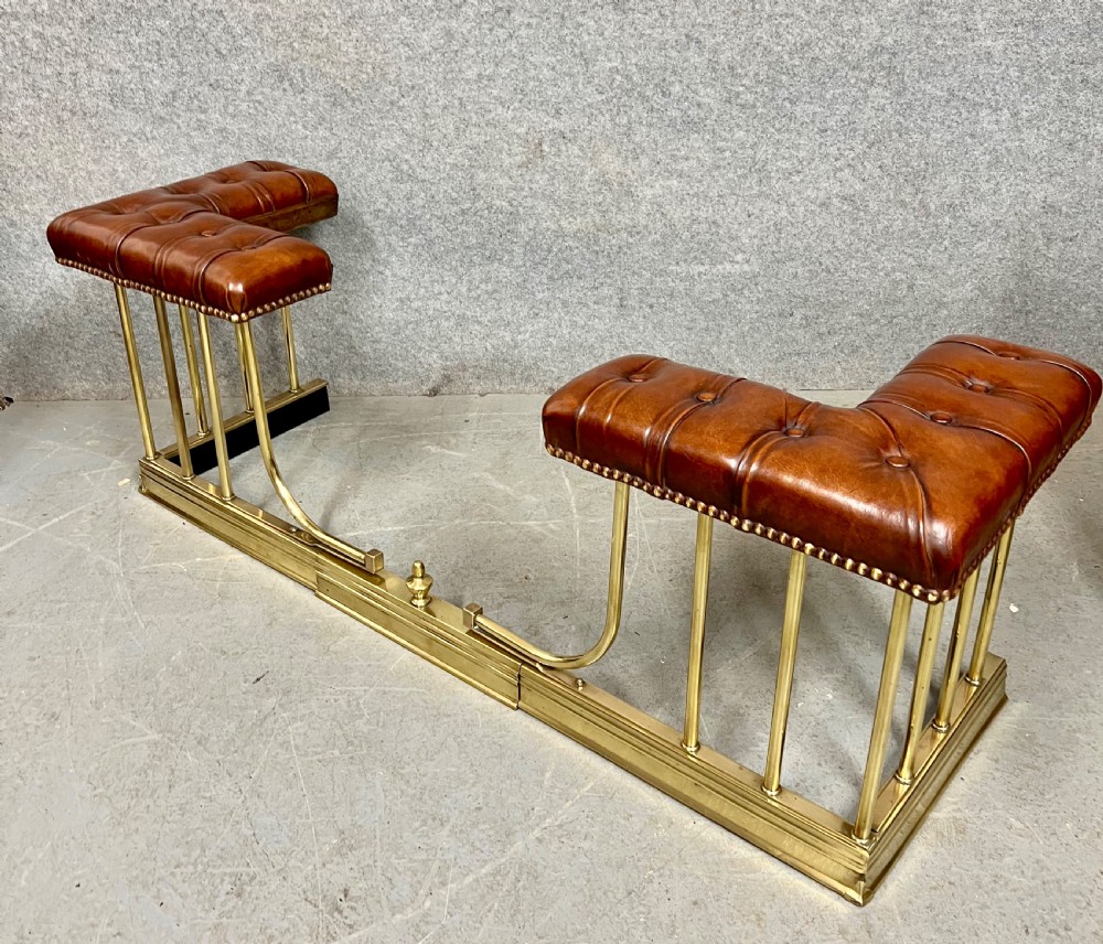 A Good Quality Extendable Brass and Leather Club Fender View V