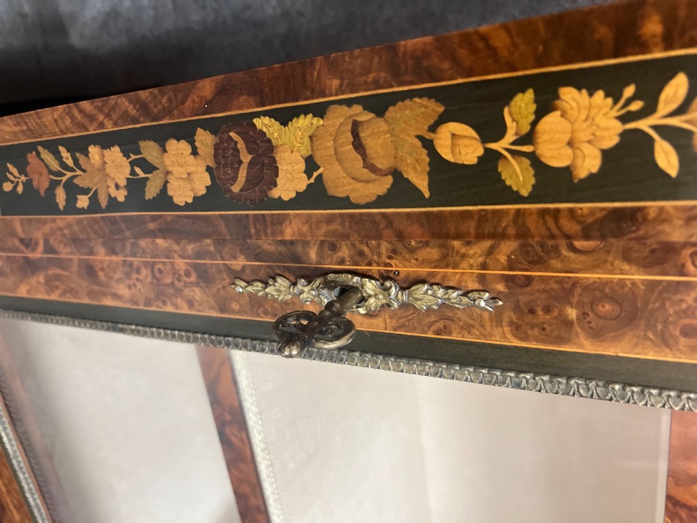 An Attractive Pair of Victorian Style Burr Walnut & Marquetry Side Cabinets View VI