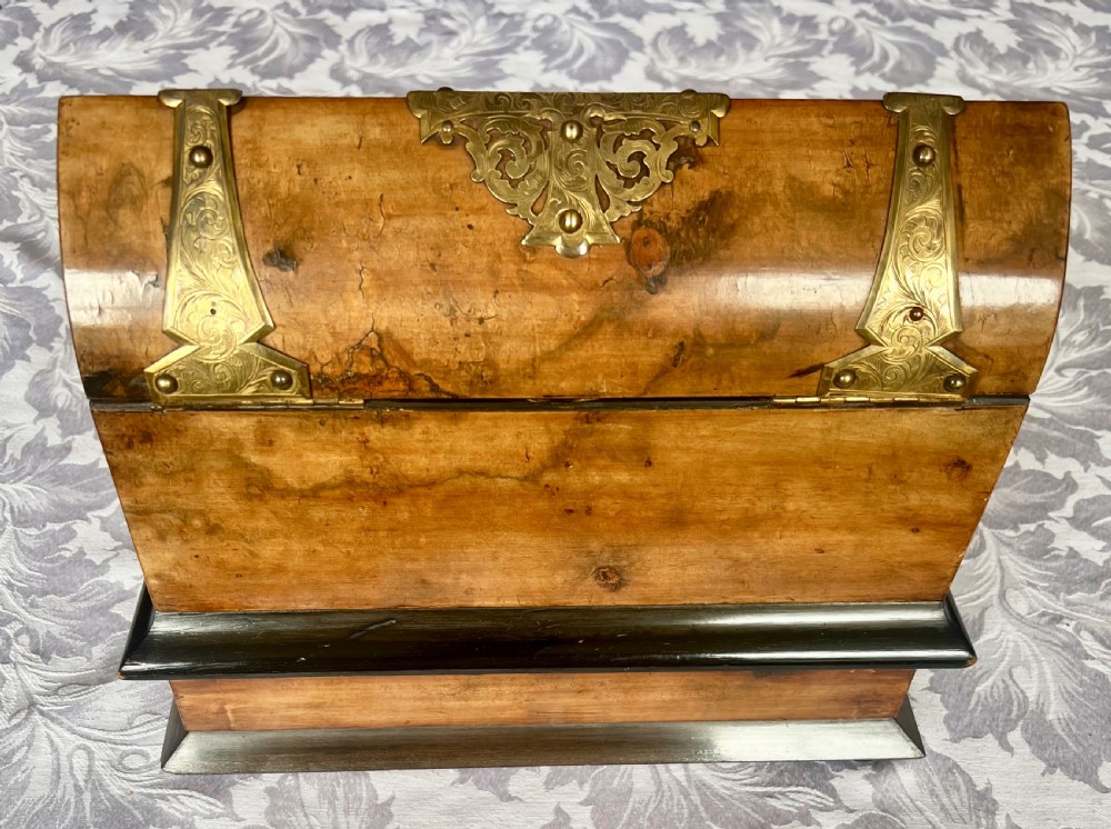 Victorian Chased Brass and Burr Walnut Desk Stand View V