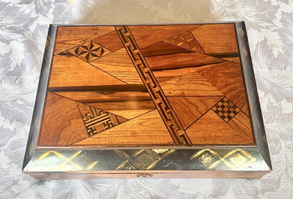 Japanese Yosegi & Lacquered Trinket Box
