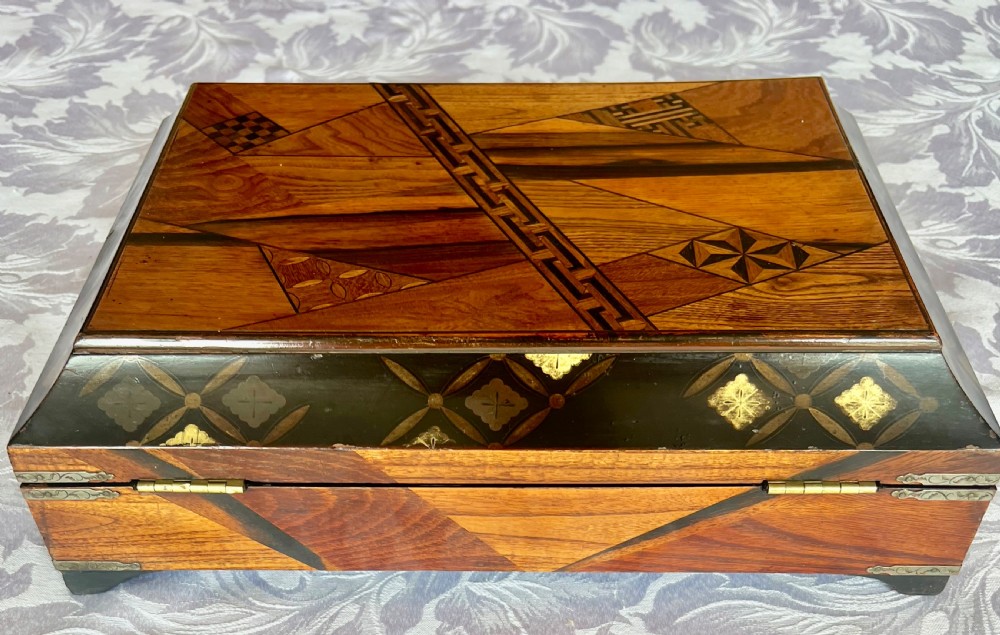Japanese Yosegi & Lacquered Trinket Box View II