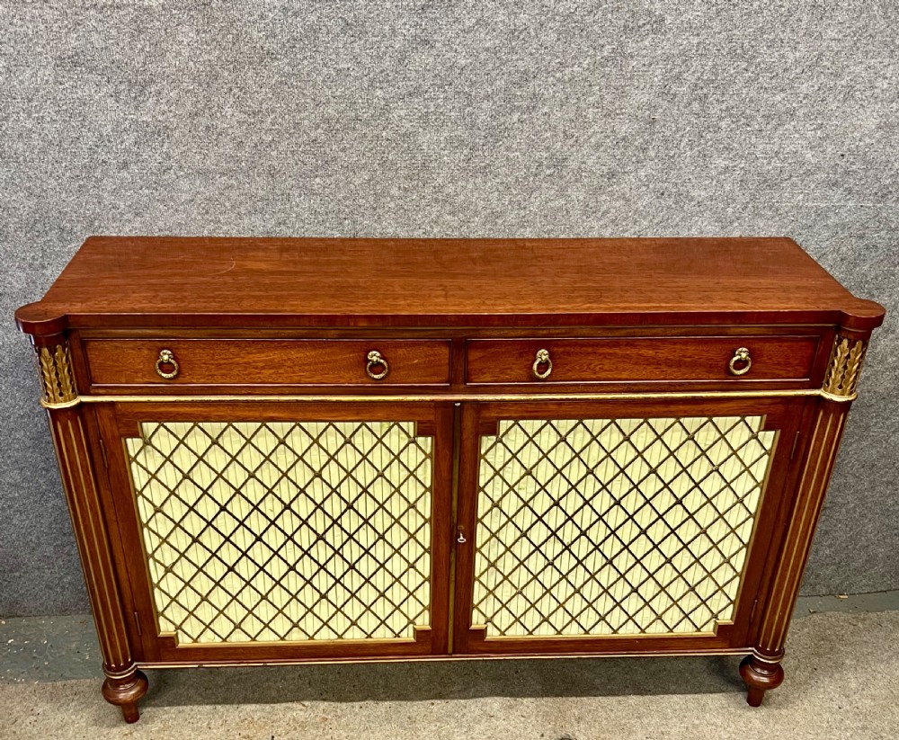 Attractive Regency Style Mahogany & Gilded Side Cabinet View III