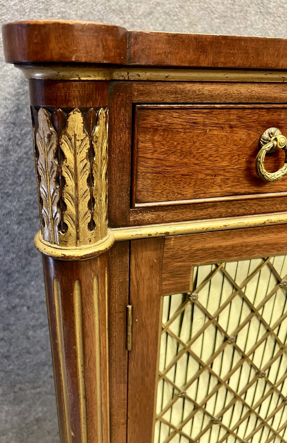 Attractive Regency Style Mahogany & Gilded Side Cabinet View IV