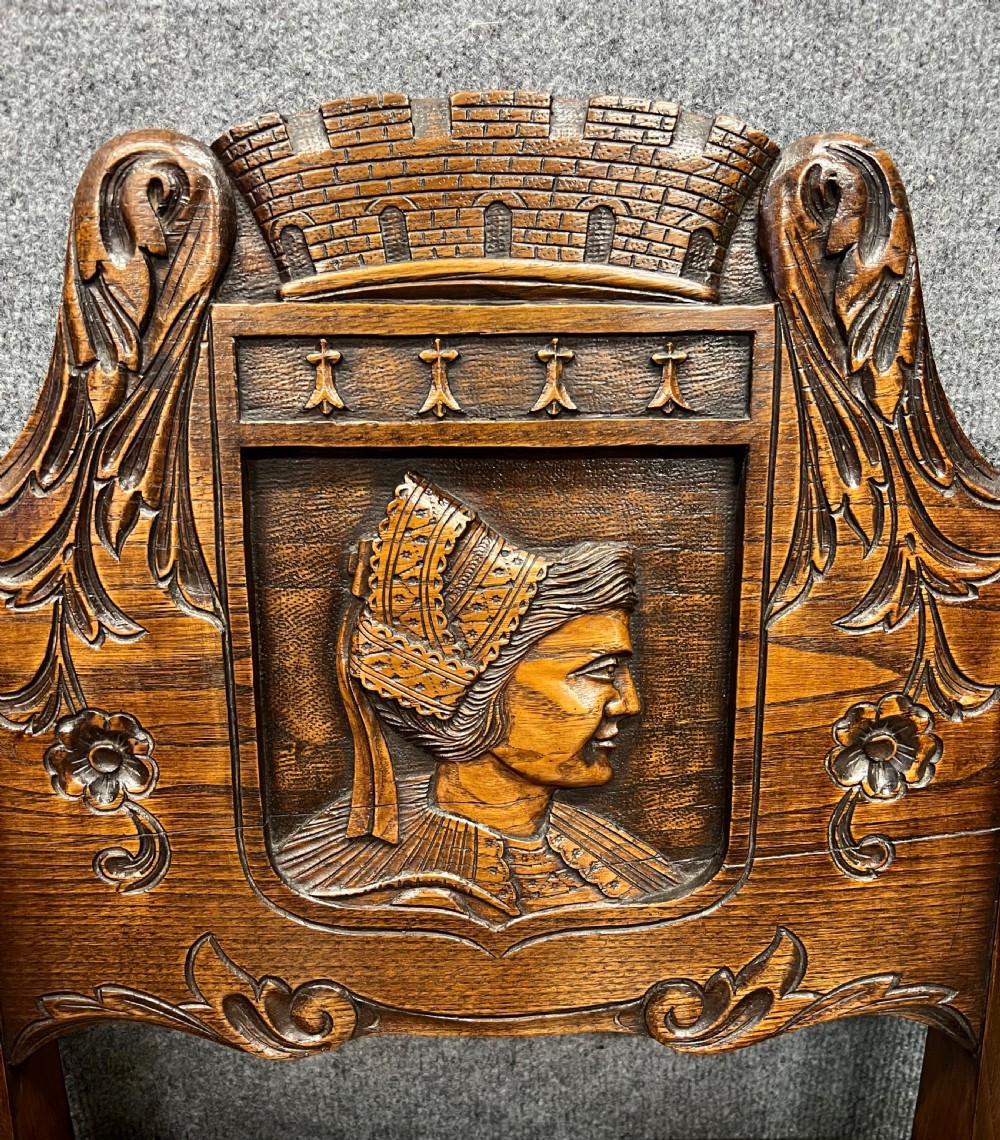Pair of Carved & Leather Seated Chairs View III