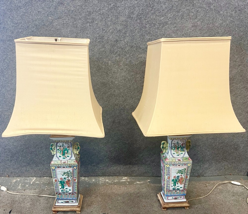 Pair of Chinese Canton Lamps