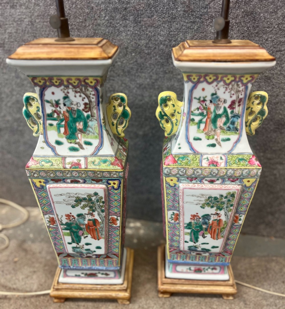 Pair of Chinese Canton Lamps View IV