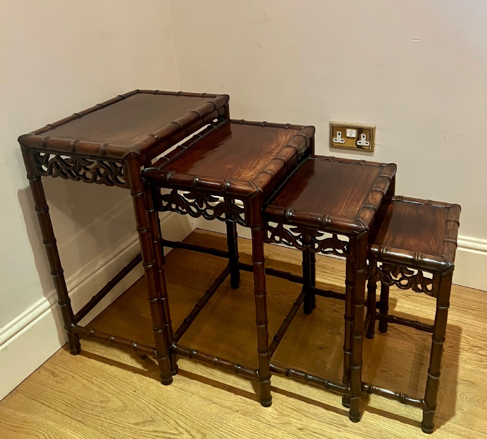 Antique Chinese Padouk Nest of 4 Tables