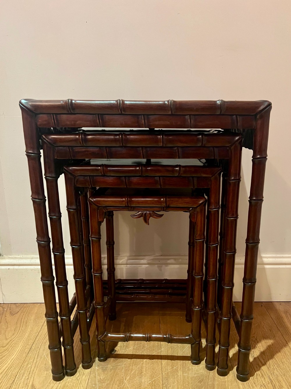 Antique Chinese Padouk Nest of 4 Tables View II