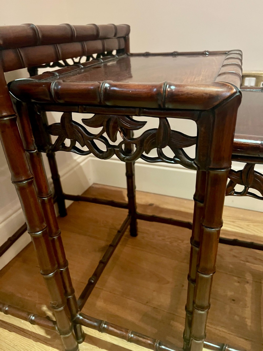 Antique Chinese Padouk Nest of 4 Tables View VI