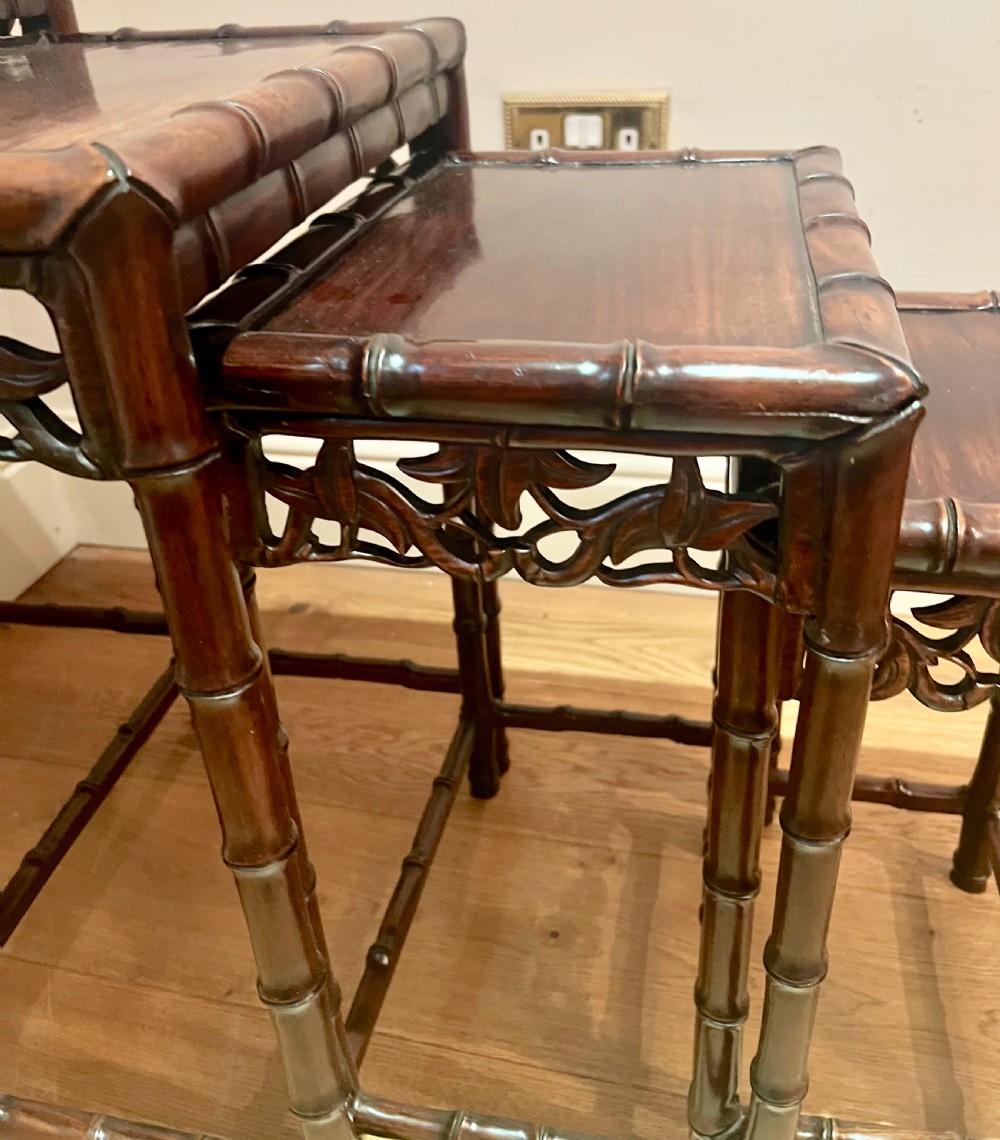 Antique Chinese Padouk Nest of 4 Tables View VII