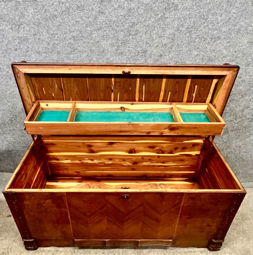 Art Deco Walnut Ottoman Trunk View IV