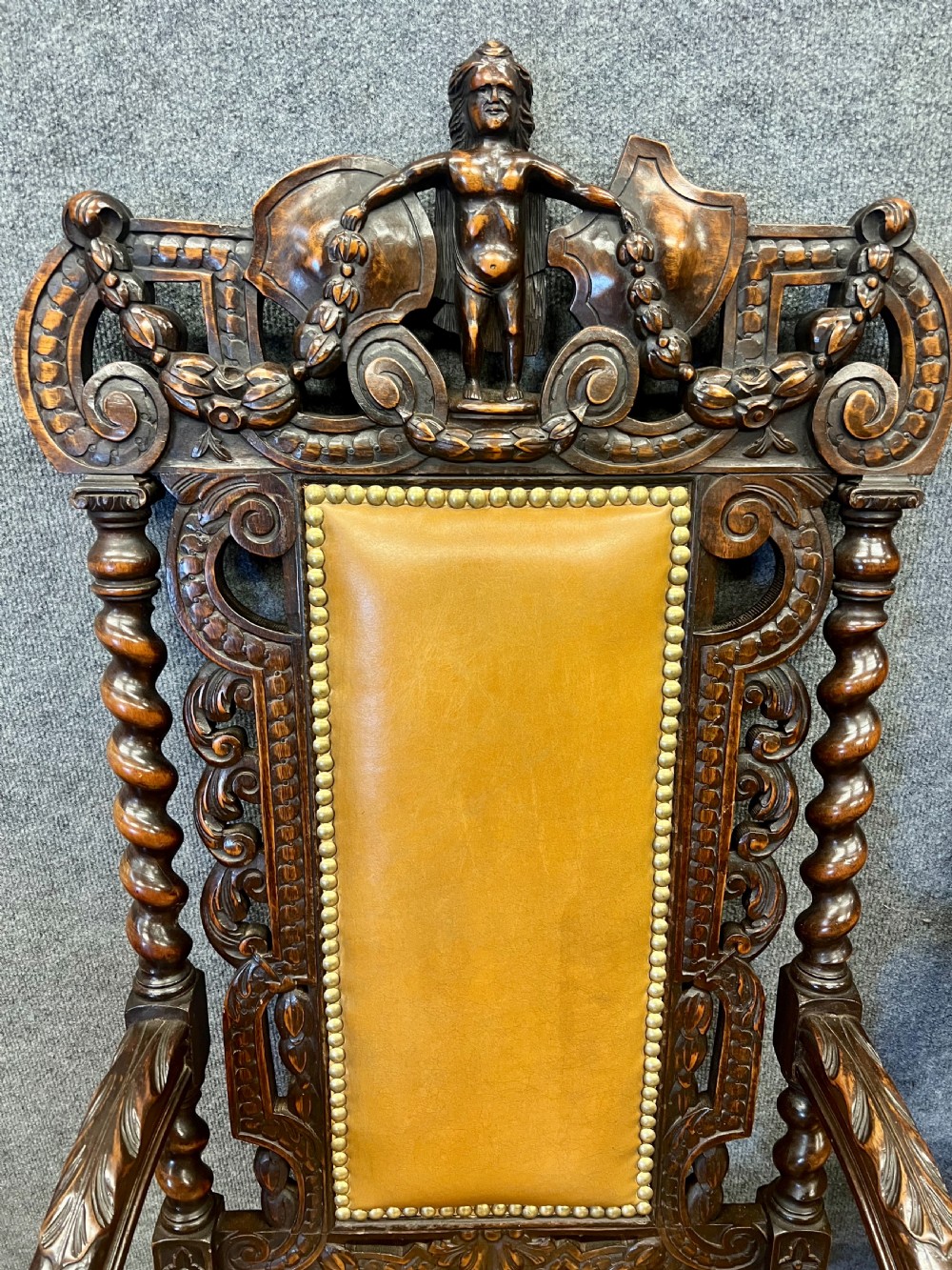 Superb Pair of 19th.C Carolean Style Walnut Armchairs View II