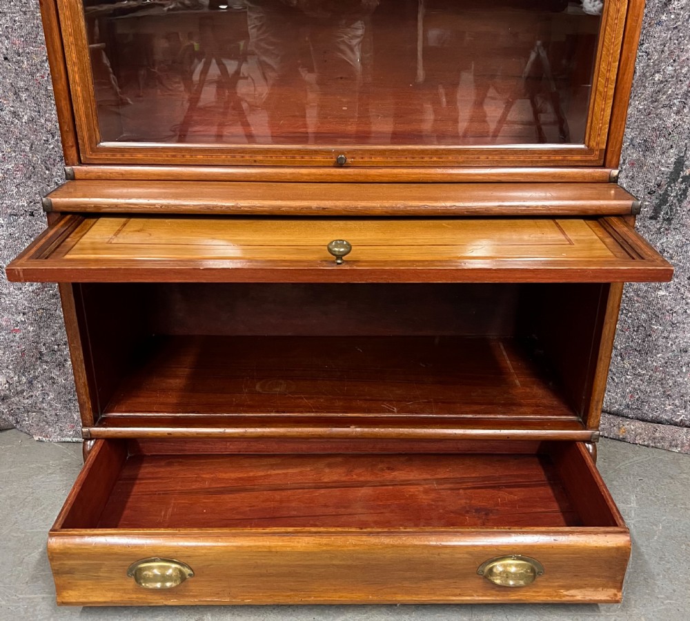 Mahogany & Inlaid Globe Wernicke Bookcase View V