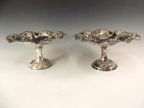 PAIR EMBOSSED SILVER PLATE ELKINGTON COMPORTS - ADDITIONAL PHOTO 2
