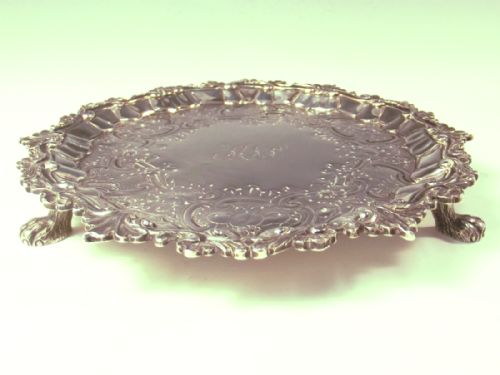 GEORGE III HALLMARKED STERLING SILVER SALVER 1761 - ADDITIONAL PHOTO 2