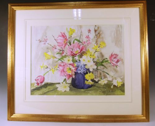 phyllis hibbert watercolour still life of flowers signed - CATEGORY: ANTIQUE ART - DATED 1930