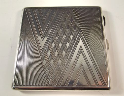 english sterling silver hallmarked art deco cigarette case 1931 - CATEGORY: ANTIQUE SILVER - DATED 1930