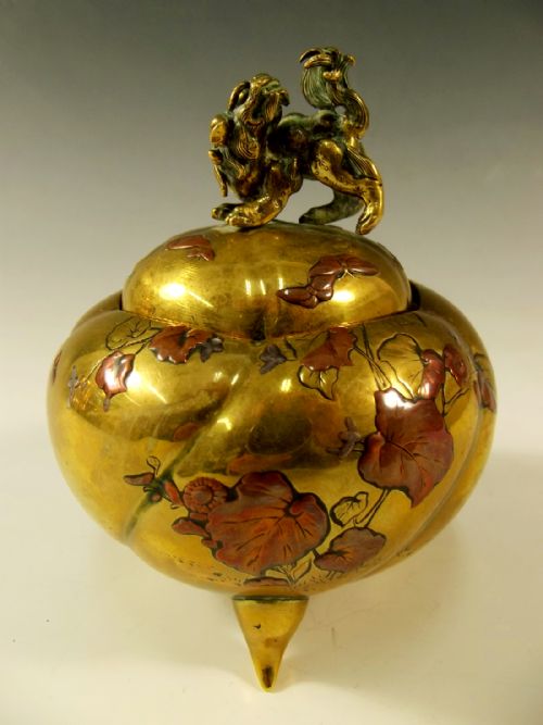 japanese onlaid mixed metal koro meiji period - CATEGORY: ANTIQUE METAL - DATED 1890
