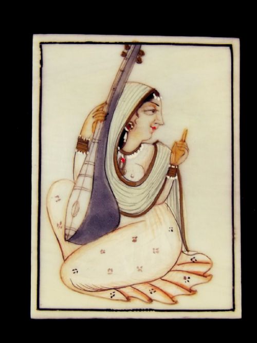 SET 5 PAINTED INDIAN MINIATURES ON IVORY 1900 - ADDITIONAL PHOTO 1