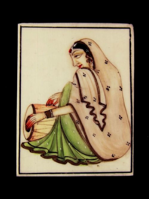 SET 5 PAINTED INDIAN MINIATURES ON IVORY 1900 - ADDITIONAL PHOTO 2